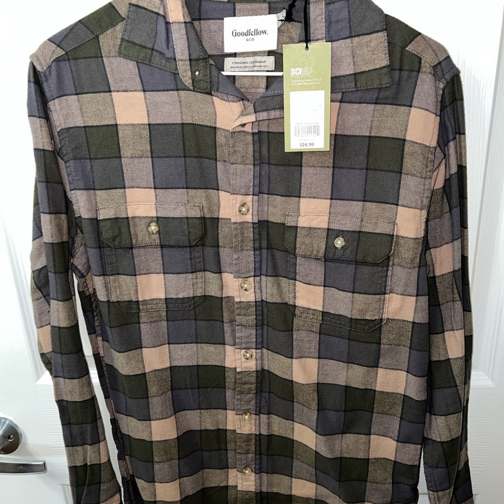 Goodfellow & Co Casual Plaid Shirt Brown and Gray